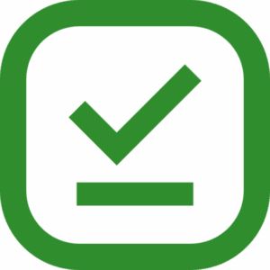 Check icon inside green-bordered square